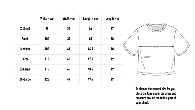 Size chart for Suffering Crop Top - Black
