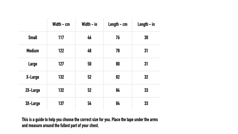 Size chart for Custom Zenith Coach Jacket - Black